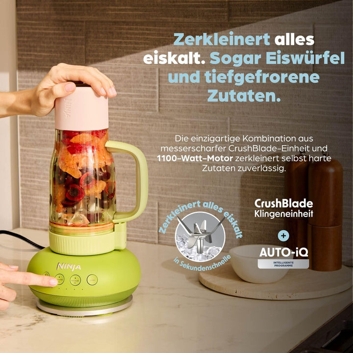 Ninja BlendBoss Mixer mit tragbarem Becher, Mixgerät mit abnehmbarem Reisebecher, 3 voreingestellte