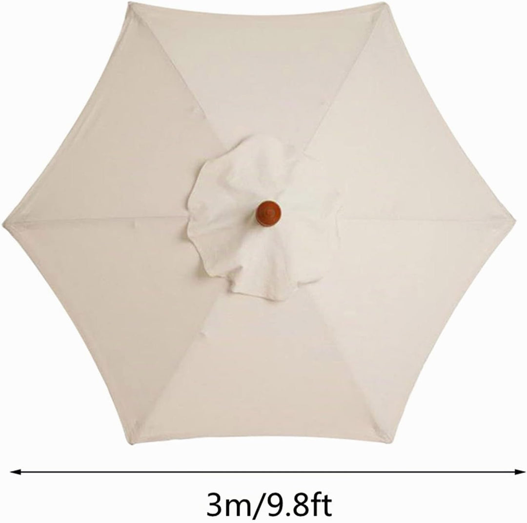 Ersatz-Schirm, 3 m, 6 Rippen, Terrassenschirm, Ersatzabdeckung, für den Aussenbereich, Tischmarkt, R