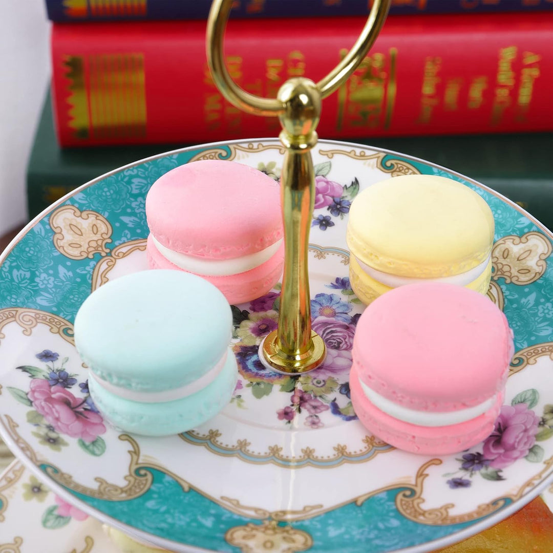 fanquare 3 Stufig Porzellan Tortenständer, Blau Blumen Vintage Cupcake Ständer, Anzeigeturm Tablett