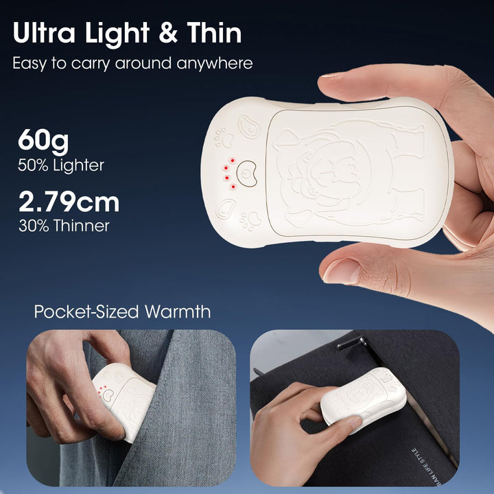 Handwärmer Elektrisch，2er Set 6000mAH Akku Elektrischer Handwärmer Wiederverwendbar Aufladbar Tasche