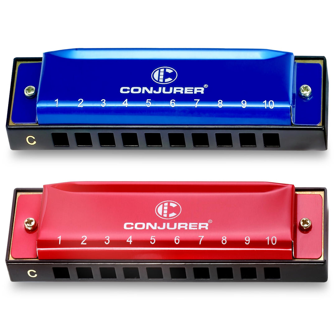Conjurer Blues Mundharmonika C-Dur 2er-Set für Anfänger Kinder Blues Harp C 10-Loch Diatonische Harm