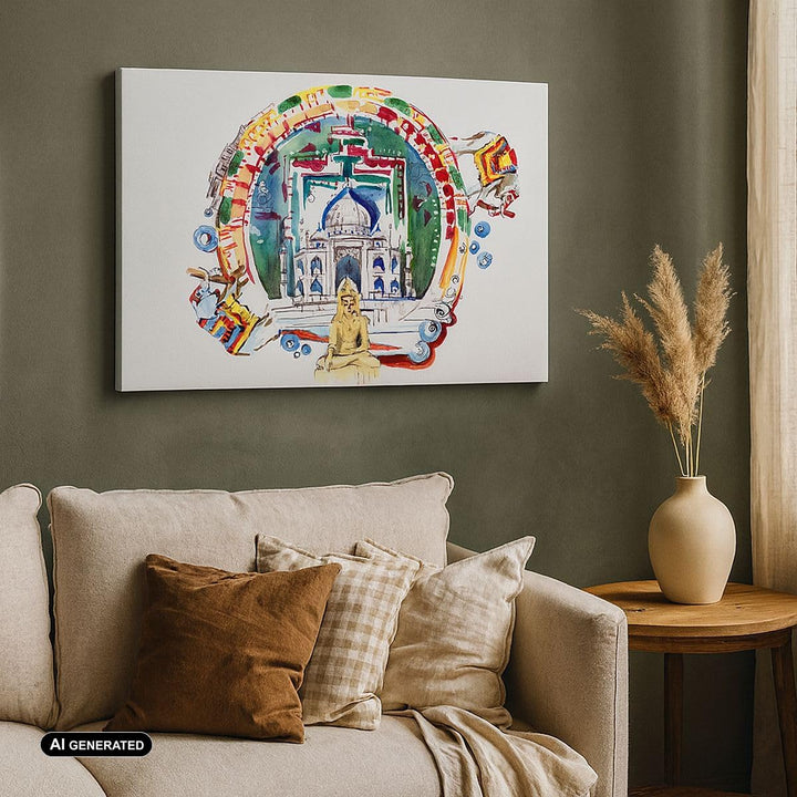 Bilder auf Leinwand Elefanten Indien Religion Kultur Leinwandbild 70x50cm Wandbilder Dekoration Wohn