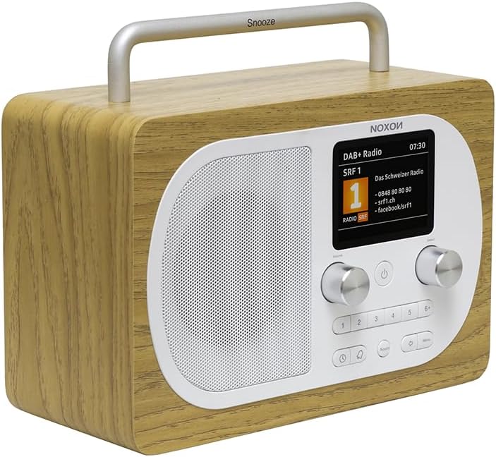 Noxon Eiger - Eiche - DAB+ und UKW-Radio, Bluetooth, Kopfhöreranschluss, Akkubetrieb möglich, Eiche
