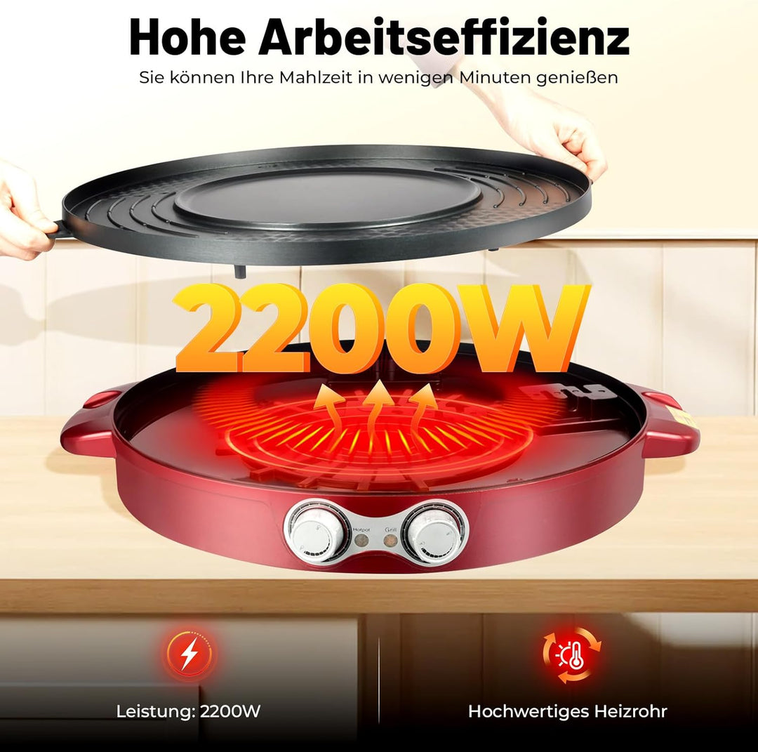 44cm Shabu Shabu All-In-One Elektrogrill, 29cm Mandarin Duck Shabu Shabu Wok, Rauchfreie Grillpfanne