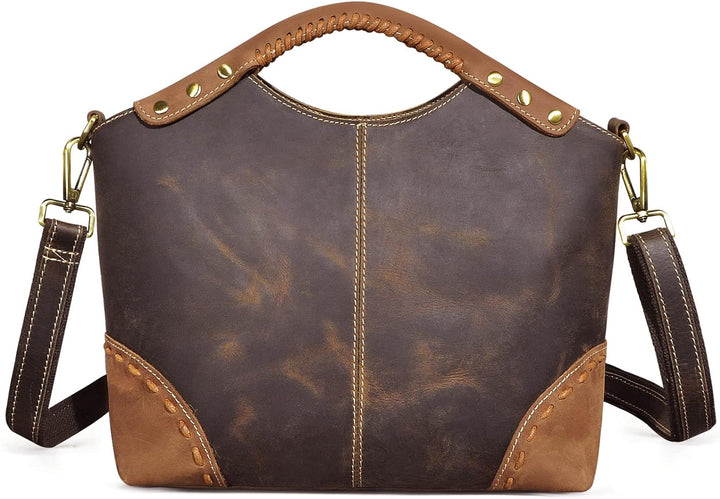 Le'aokuu Womens Echte echte Leder -Vintage -Schulterhandtaschen Crossbody Messenger Tasche Satchel G