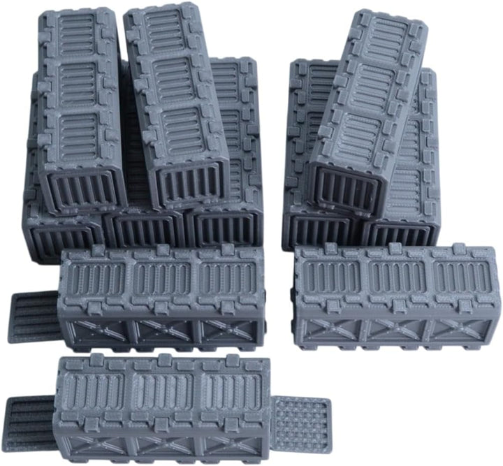 Modulares Frachtcontainer-Gelände-Set (5 Teile) für 28-mm-Tabletop-Kriegsspiele | Stapelbares, graue