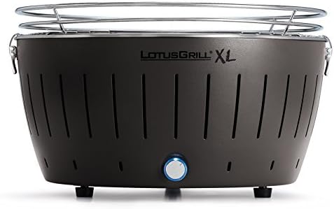 LotusGrill XL Starter-Set 1x XL Grill Anthrazitgrau mit USB-Anschluss, 1x Buchenholzkohle 2,5 kg, 1x