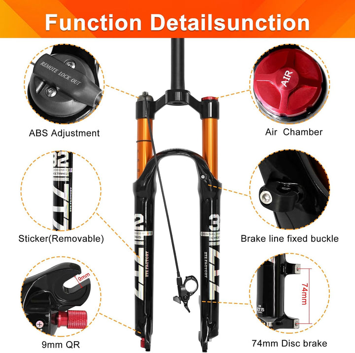 ZTZ Magnesiumlegierung Mountain Front Gabel Luftdruck Stossdämpfer Gabel Fahrrad Zubehör Romote Lock
