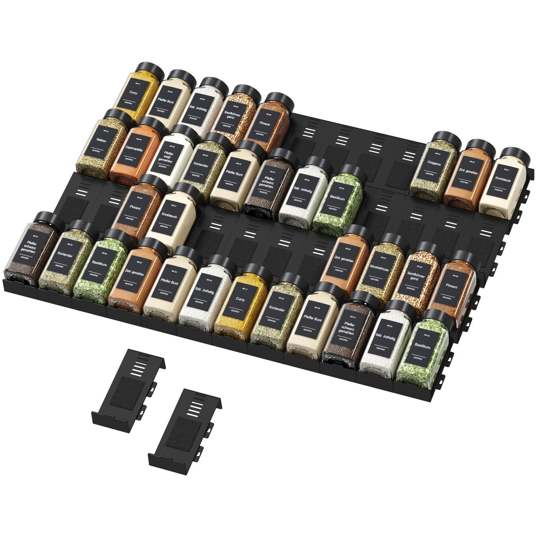 Lifewit Gewürzregal Schublade 48 Stück, Verstellbarer Gewürz Organizer für Alle Schubladen, Kombinie