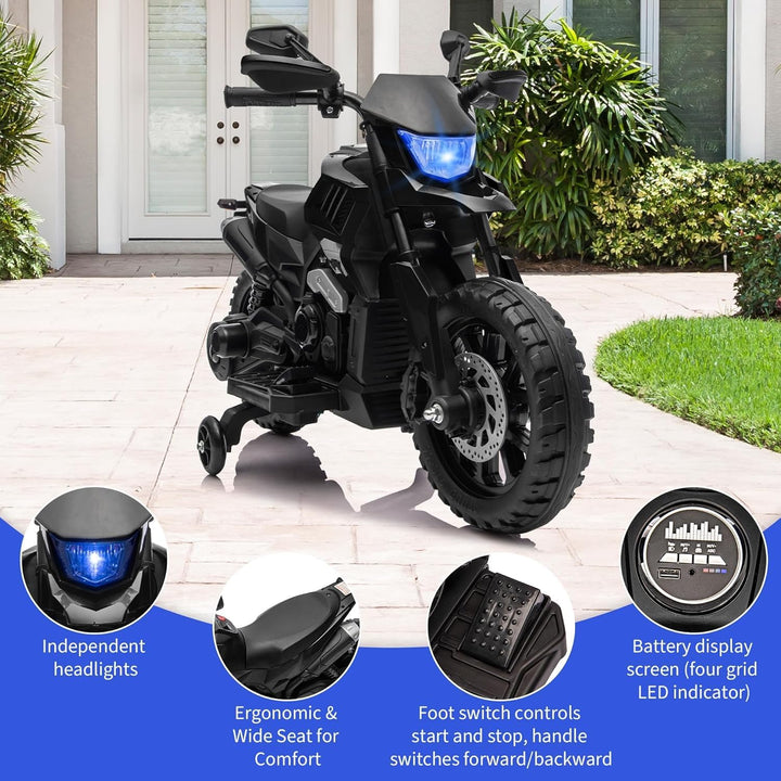 6V Elektro Motorrad Kinder, Kindermotorrad Mit 3 Geschwindigkeiten, Stützrädern, Max 6 Km/h, Bis Zu