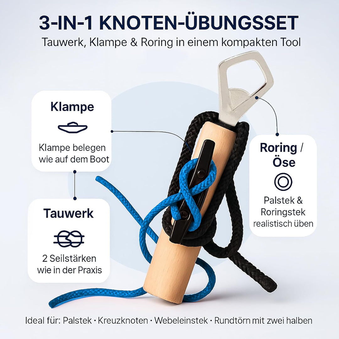 Knoten-Floh Knoten Übungsset Knoten Lernen für SBF See Bootsführerschein & Feuerwehr, Knotenübungsge