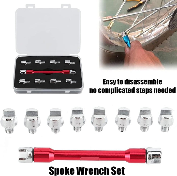 Qiilu Motorrad Speichenschlüssel, Motorrad Speichen Schlüssel CNC Schraubenschlüssel Set 5,0-6,8 Län