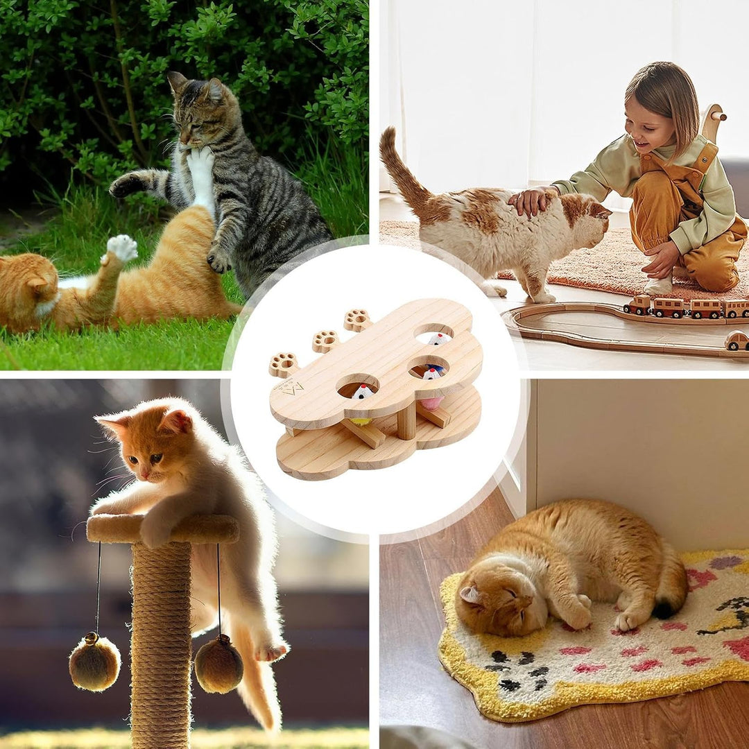 Generisch Cat Scratching Mole Whack Toy, Wooden Game Scratcher Board, 11.02x8.27 Inches Interactive