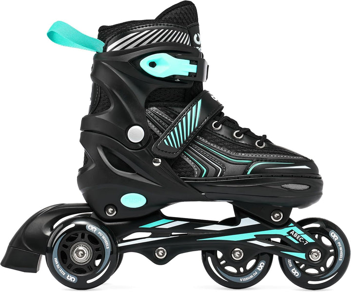 3in1 Inline Skates Inliner Triskates Rollschuhe Optima Black/Mint verstellbar 35-38 (21cm-23cm) Blac