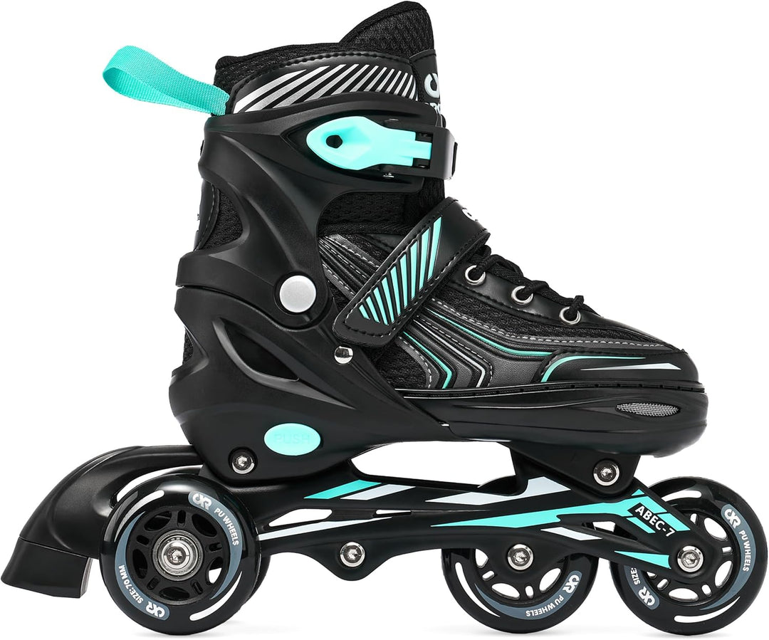 3in1 Inline Skates Inliner Triskates Rollschuhe Optima Black/Mint verstellbar 39-42 (24cm-26,5cm) Bl