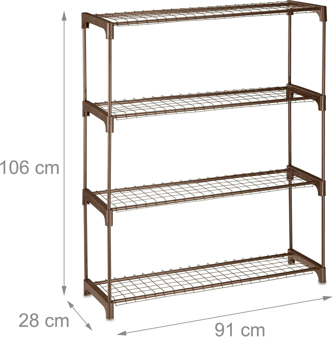Relaxdays Blumenregal, 4 Ablagen, Blumen- & Pflanzentöpfe, Metall & Kunststoff, HxBxT: 106x91x28 cm,