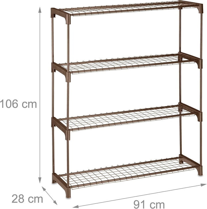 Relaxdays Blumenregal, 4 Ablagen, Blumen- & Pflanzentöpfe, Metall & Kunststoff, HxBxT: 106x91x28 cm,