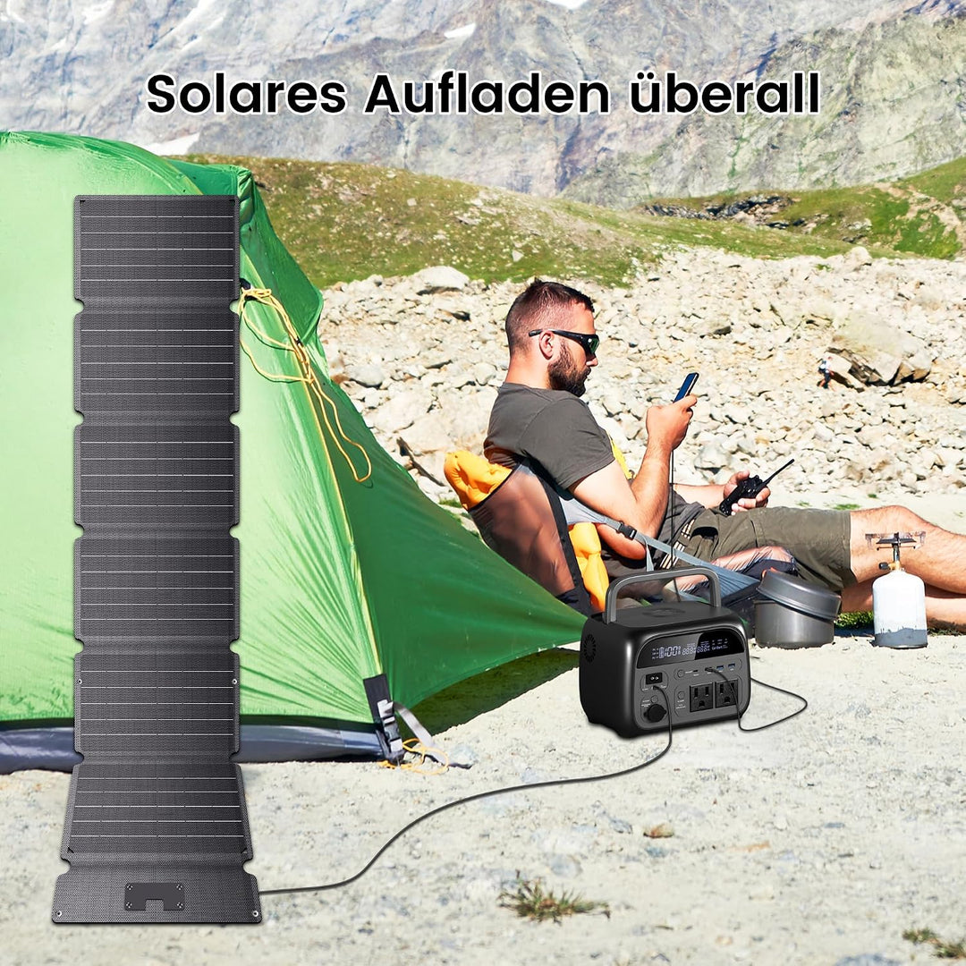 54W Solarpanel Faltbar, Tragbares Solarladegerät Schnelles Aufladen mit 20.5V (DC+USB C) und 12V USB