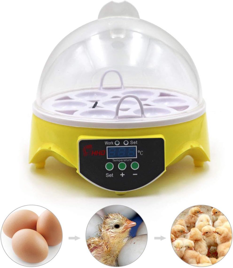MUYIRTED Brutmaschine 7 Eier, Digital LED Display Inkubator Hühner Brutautomat, Brutkasten für Huhn