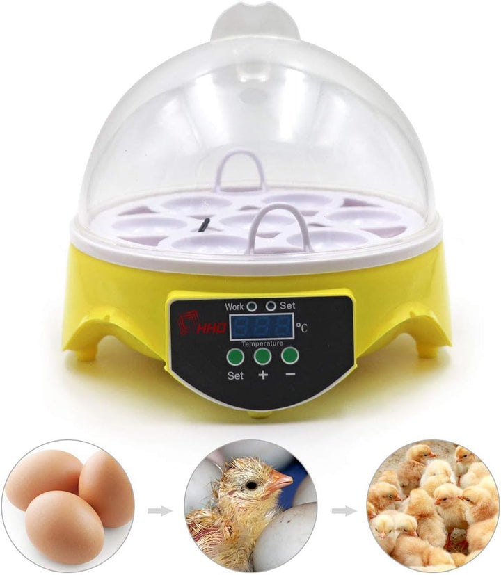 MUYIRTED Brutmaschine 7 Eier, Digital LED Display Inkubator Hühner Brutautomat, Brutkasten für Huhn