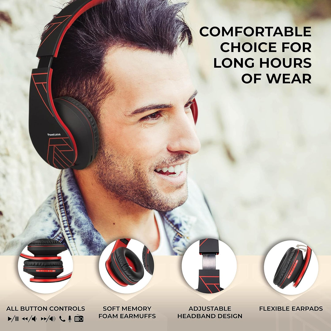 PowerLocus Bluetooth Over-Ear Kopfhörer, Kabellos Stereo Faltbare Kopfhörer Kabellose und Kabel-Kopf