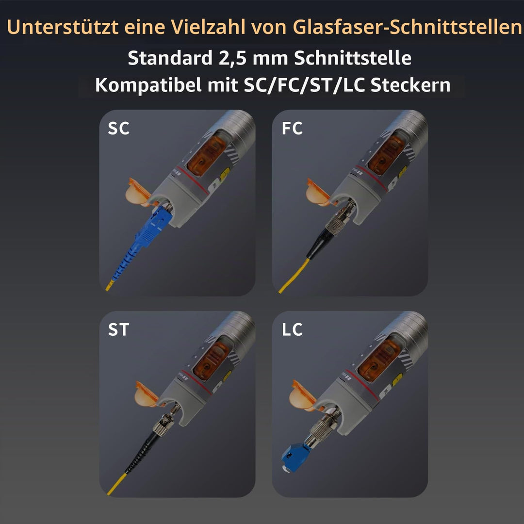2er-Pack Visueller Fehlerlokalisierer 50 km mit FC/LC-Adapter-Kit, Singlemode 9/125 µm FC-Stecker au