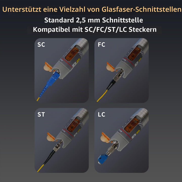 2er-Pack Visueller Fehlerlokalisierer 50 km mit FC/LC-Adapter-Kit, Singlemode 9/125 µm FC-Stecker au
