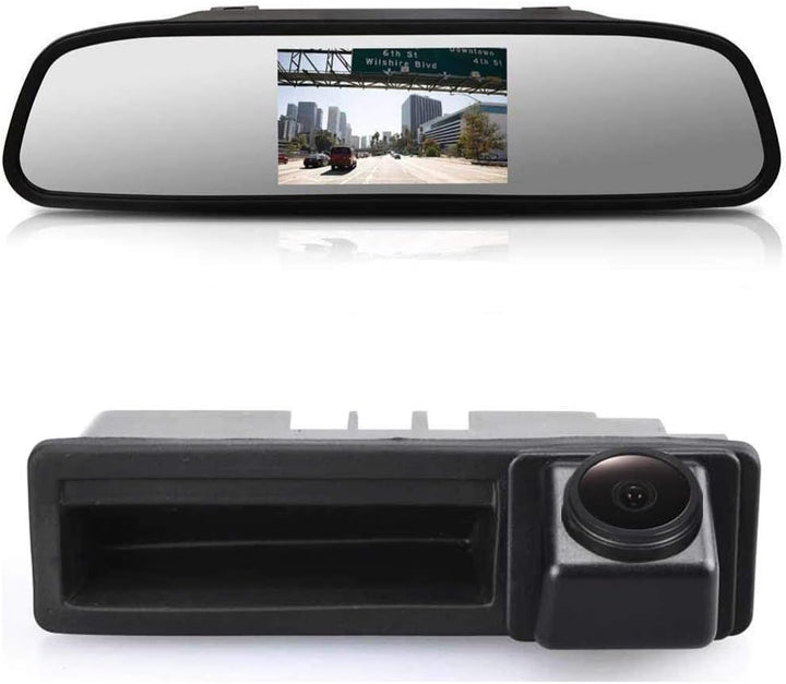 【1280 * 720 Pixel 1000TV Linien Rückfahrkamera Kit】 4.3'' Rückspiegel Monitor + HD Objektiv Super We
