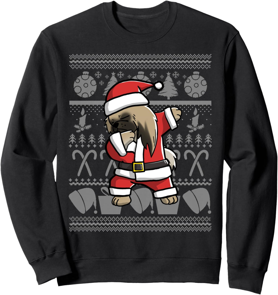 Dabbing Pekingese Dab Dance Weihnachten Hund Sweatshirt