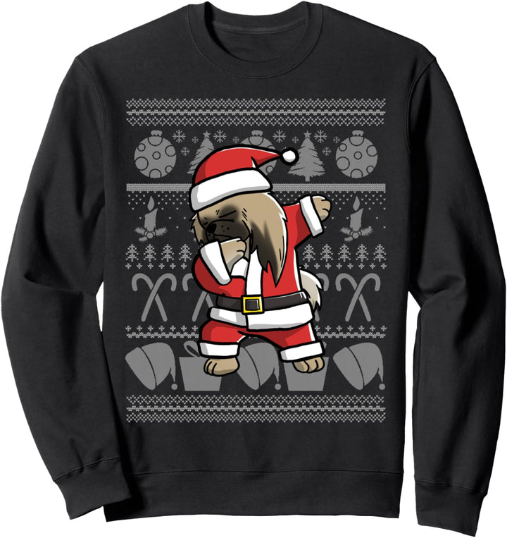 Dabbing Pekingese Dab Dance Weihnachten Hund Sweatshirt