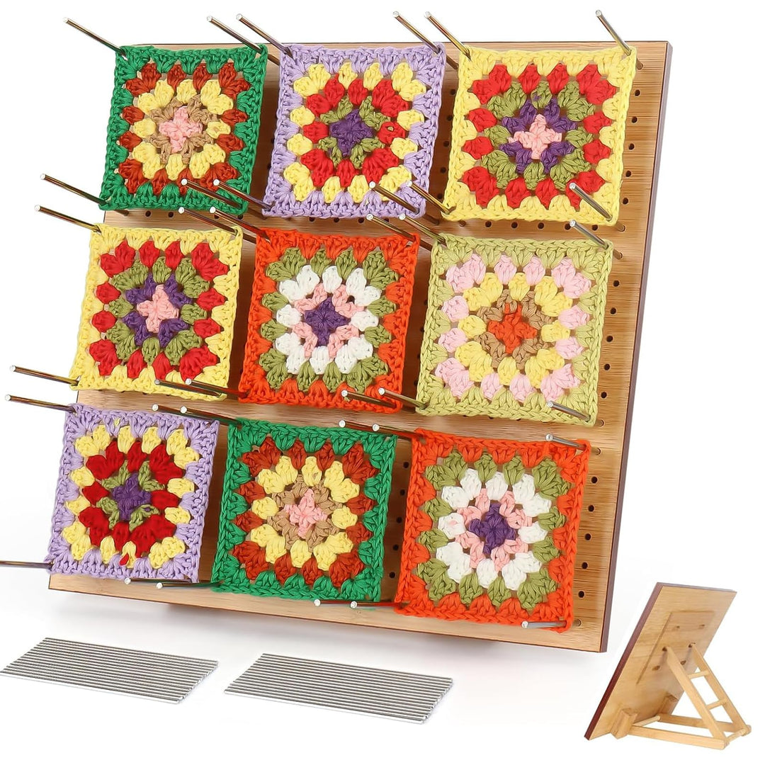 Coopay Granny Square Spanner Gross, 29 x 29 cm Blocking Board mit Verstellbare Staffelei und 30 Stab