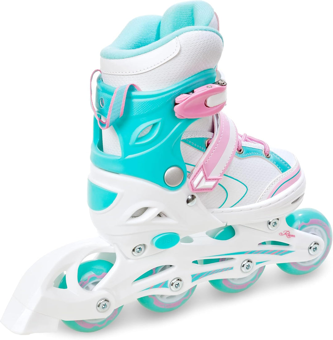 Kinder Inline Skates Inliner Raven Lia verstellbar mit LED Leuchtrad 34-37 (20,5-23,5cm) Raven Lia M