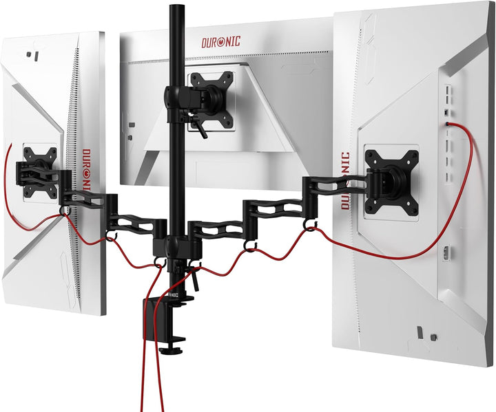 Duronic DM353 Arm für 3 Computermonitore | Dreifach-Monitorhalterung für PC mit Gelenk, VESA 75 100
