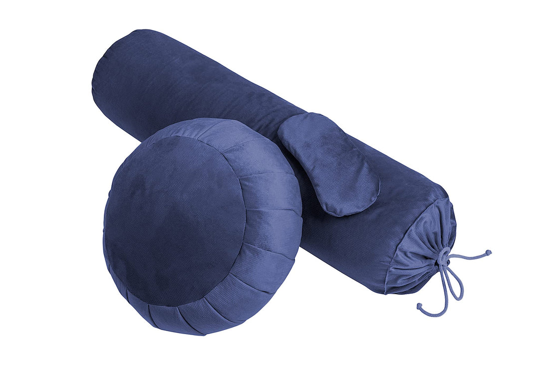 Yoga Set Yogabolster Zafu Kissen Augenkissen Buchweizen Leinsamen Füllung Samtoptik Meditationskisse