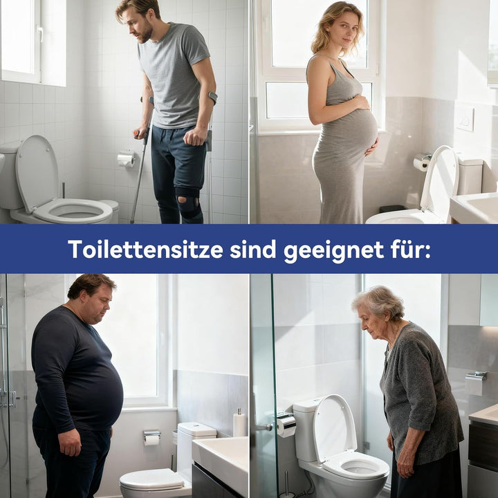 CECIPA WC-Sitz Erhöhung 5 cm – Duroplast Toilettensitz mit Absenkautomatik, bis 250 kg belastbar, er