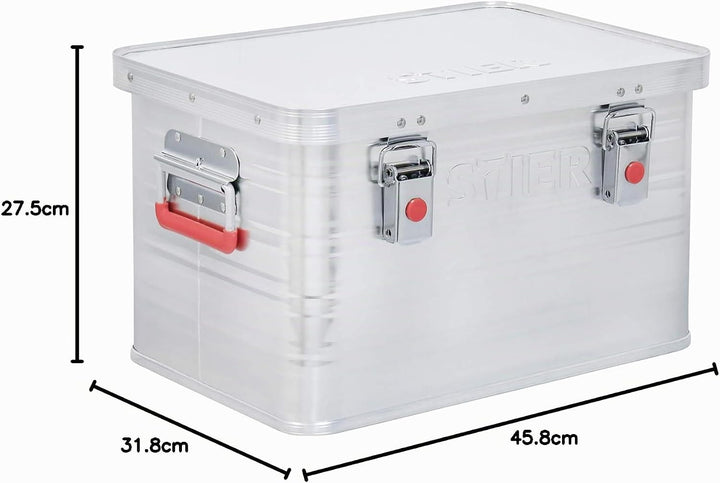 STIER Alubox, Aluminiumbox 30L, Staub- und spritzwasserresistent mit Gummidichtung und 2 Klapphandgr