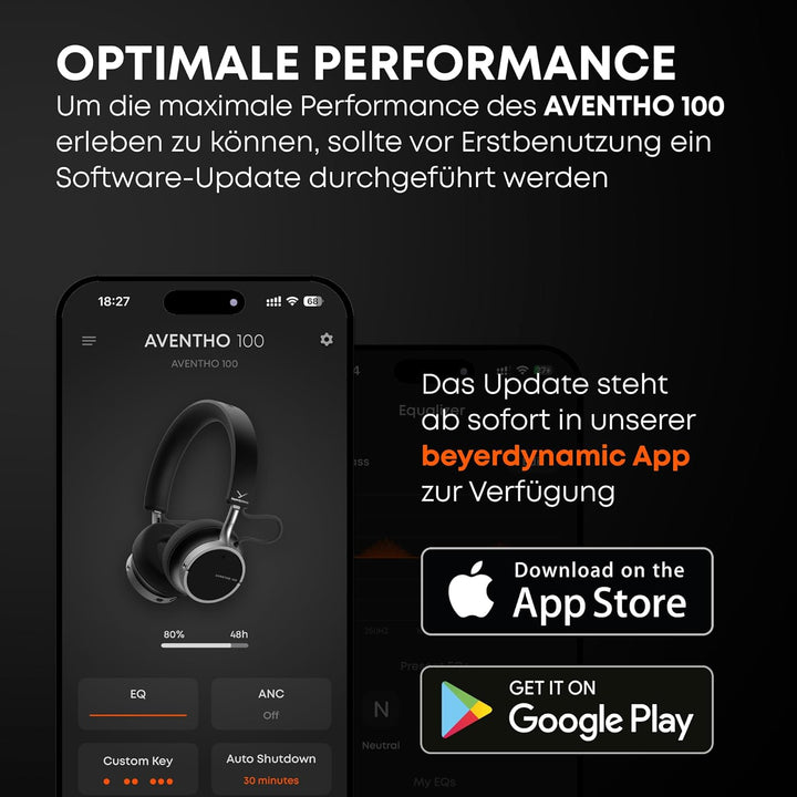 beyerdynamic AVENTHO 100 Wireless On-Ear Kopfhörer mit aktiver Geräuschunterdrückung, 60 Stunden Akk