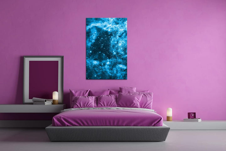 deyoli auffallend bunte Galaxie Format 100x70 Effekt: Monocrome Blau als Leinwandbild, Motiv fertig