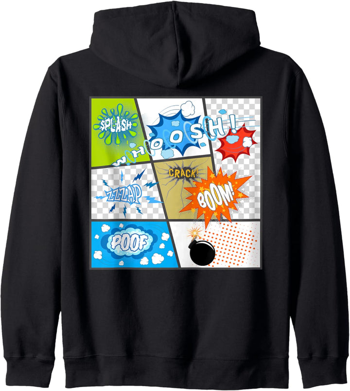 "Splash Whoosh Zzzap Crack Boom Poof" Comic-Sprechblasen Kapuzenjacke