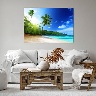 Bilder auf Leinwand 100x70cm Leinwandbild Baum Dschungel Welle Landschaft Gross Wanddeko Bild Schlaf