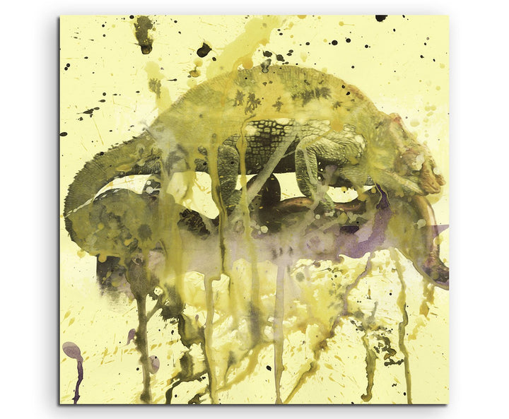 Chameleon_60x60cm Splash Art Paul Sinus Aquarell, Gemälde, Kunstbild auf Leinwand