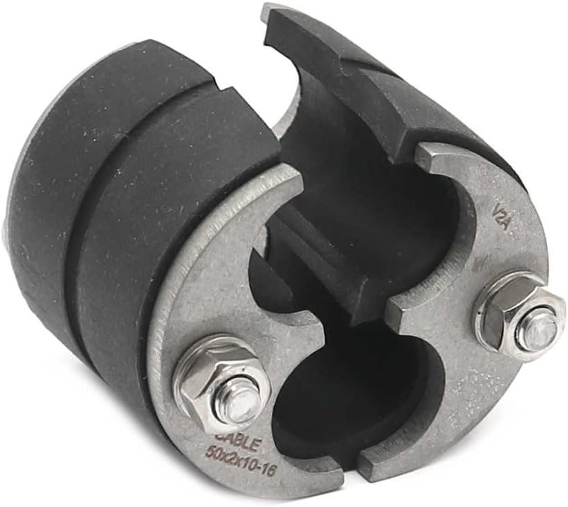 WITTKOWARE 50mm Mauerdurchführung (Ringraumdichtung), geteilt, 2-fach, für zwei Kabel/Rohre 10-16mm