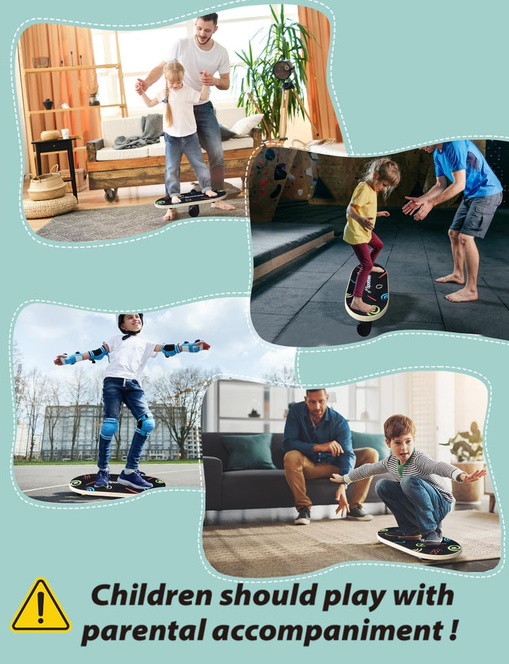 Sportneer Balance Board - Wobble Board mit verstellbaren Stoppern und Rollen - Balancier-Trainer zur