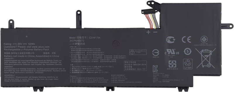 Vvsialeek C31N1704 52WH Laptop Akku Kompatibel Für Q535U Q535UD-BI7T11 0B200-02650000M