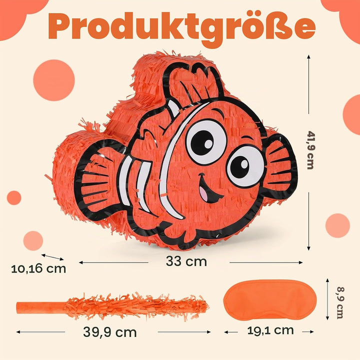 Nemo Pinatas Set mit Augenbinde und Fledermaus (41,5 x 32,6 x 10,2 cm), perfekt für Kindergeburtstag