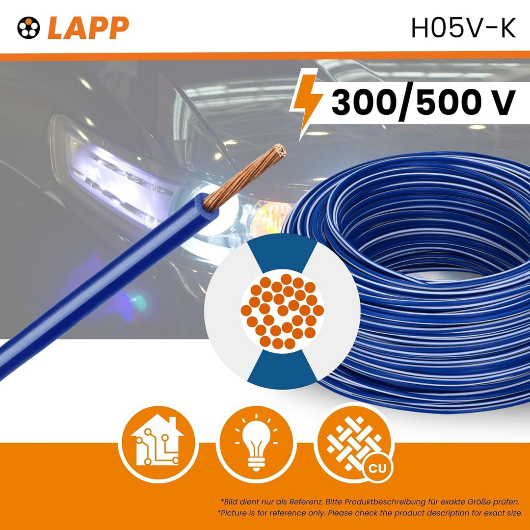 100 Meter Lapp 4510922 H05V-K 0,75 mm² dunkelblau-weiss I Verdrahtungsleitung I Aderleitung flexibel