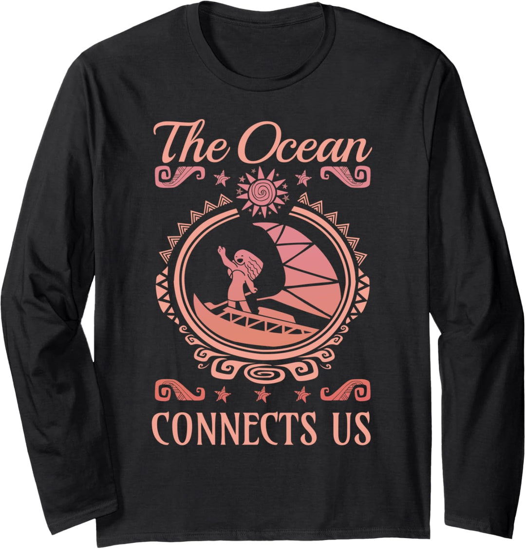 Disney Moana The Ocean Connects Us Logo Langarmshirt