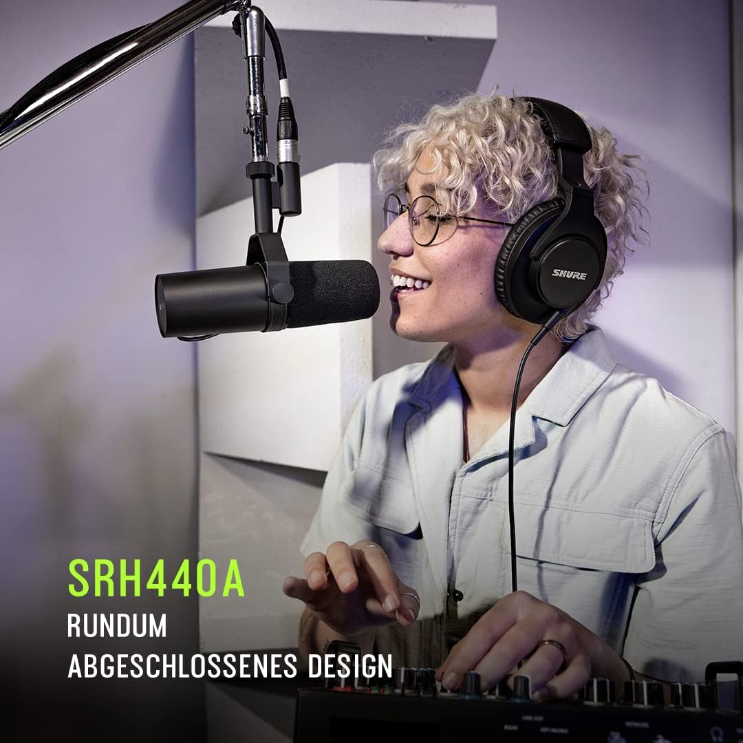Shure SRH440A Over -Ear Over -Ear -Kabel -Kopfhörer für Überwachung und Aufnahme, professionelle Stu