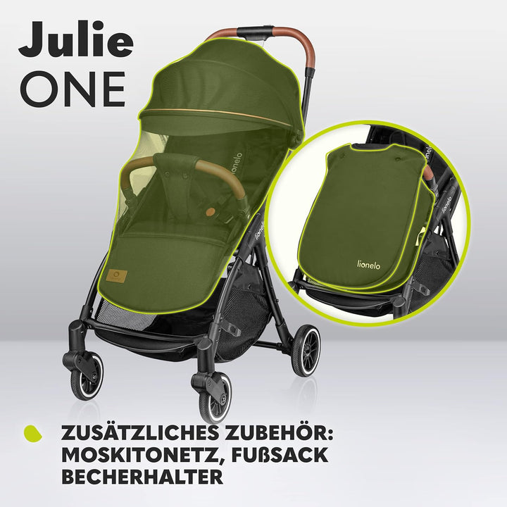 LIONELO Julie One Buggy Kinderwagen bis 22 kg, verstellbare Rückenlehne und Fussstütze, Moskitonetz,
