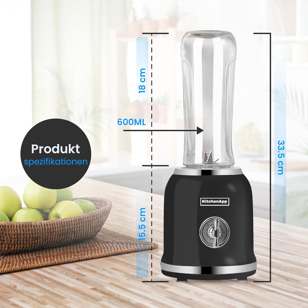 Kitchenapp | Retro-Nährstoffmixer zum Mitnehmen | 300 W BPA-freier Smoothiemaker | Tragbarer Mixer f